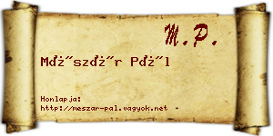 Mészár Pál névjegykártya