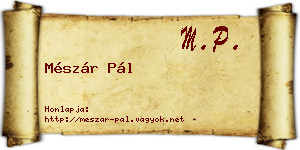 Mészár Pál névjegykártya